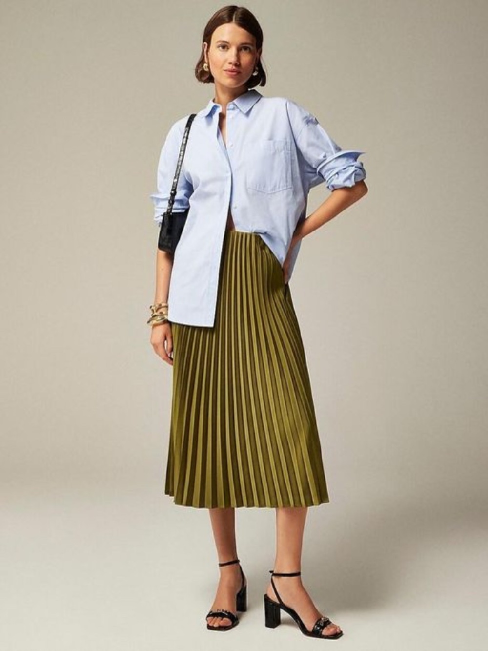 J.Crew Gwyneth Pleated Slip Skirt in Woodland Dusk - Picture 2 of 2